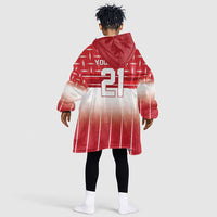 World Football Morocco Custom Kid Wearable Blanket Hoodie 1994 Away Retro Red Jersey - Wonder Print Shop
