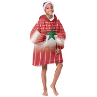 World Football Morocco Custom Kid Wearable Blanket Hoodie 1994 Away Retro Red Jersey - Wonder Print Shop