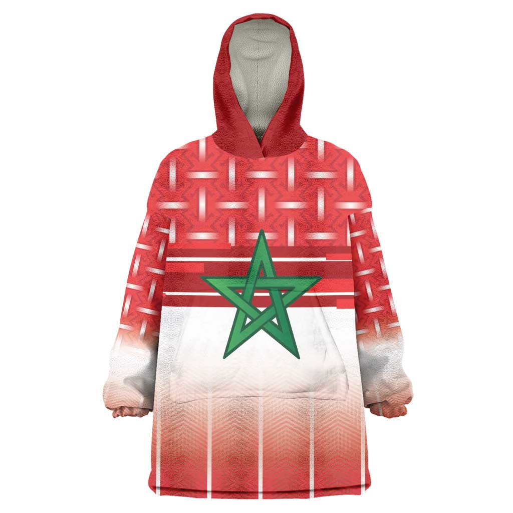 World Football Morocco Custom Kid Wearable Blanket Hoodie 1994 Away Retro Red Jersey - Wonder Print Shop