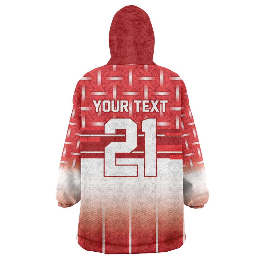World Football Morocco Custom Kid Wearable Blanket Hoodie 1994 Away Retro Red Jersey - Wonder Print Shop