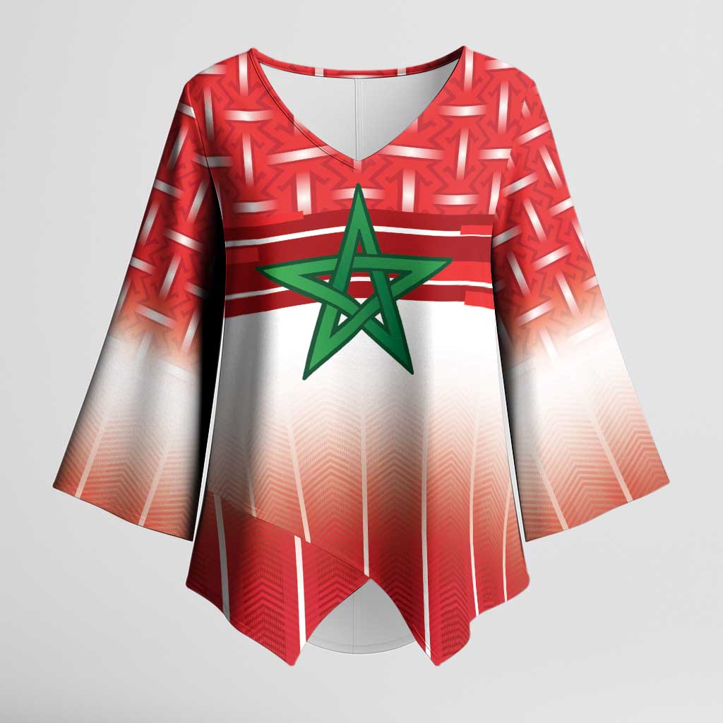 World Football Morocco Custom Kimono Sleeve Blouse 1994 Away Retro Red Jersey - Wonder Print Shop