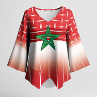 World Football Morocco Custom Kimono Sleeve Blouse 1994 Away Retro Red Jersey - Wonder Print Shop