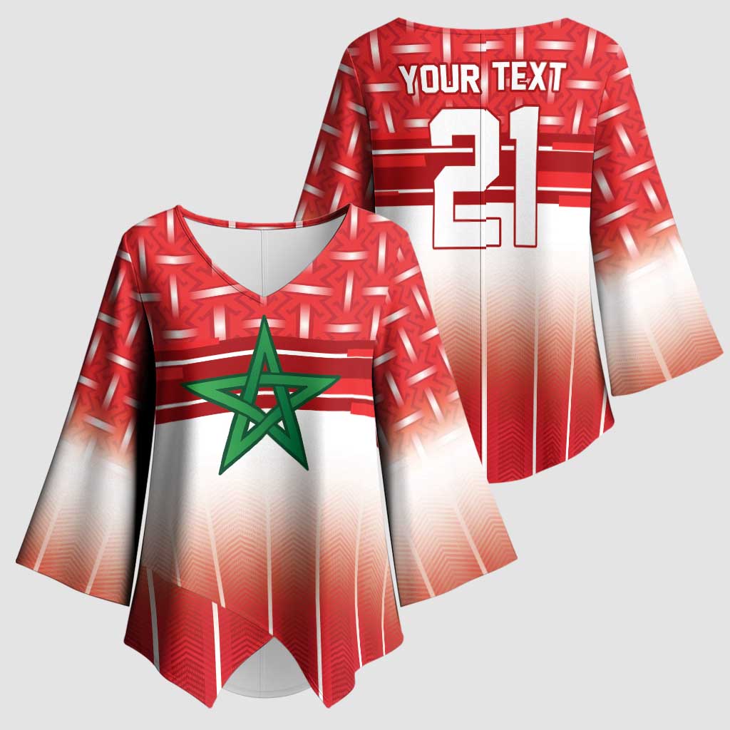World Football Morocco Custom Kimono Sleeve Blouse 1994 Away Retro Red Jersey - Wonder Print Shop