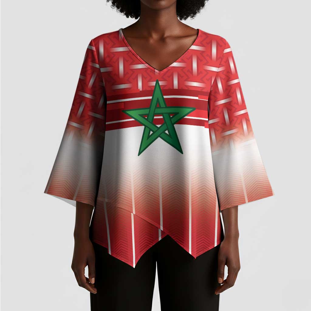 World Football Morocco Custom Kimono Sleeve Blouse 1994 Away Retro Red Jersey - Wonder Print Shop