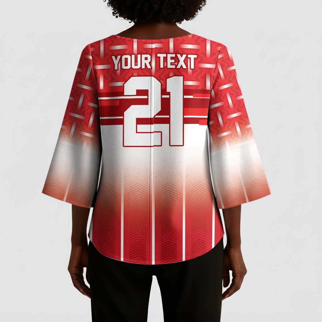 World Football Morocco Custom Kimono Sleeve Blouse 1994 Away Retro Red Jersey - Wonder Print Shop