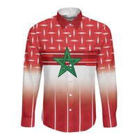 World Football Morocco Custom Long Sleeve Button Shirt 1994 Away Retro Red Jersey - Wonder Print Shop