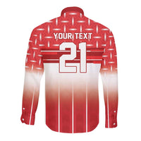 World Football Morocco Custom Long Sleeve Button Shirt 1994 Away Retro Red Jersey - Wonder Print Shop