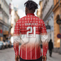 World Football Morocco Custom Long Sleeve Button Shirt 1994 Away Retro Red Jersey - Wonder Print Shop