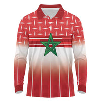 World Football Morocco Custom Long Sleeve Polo Shirt 1994 Away Retro Red Jersey - Wonder Print Shop