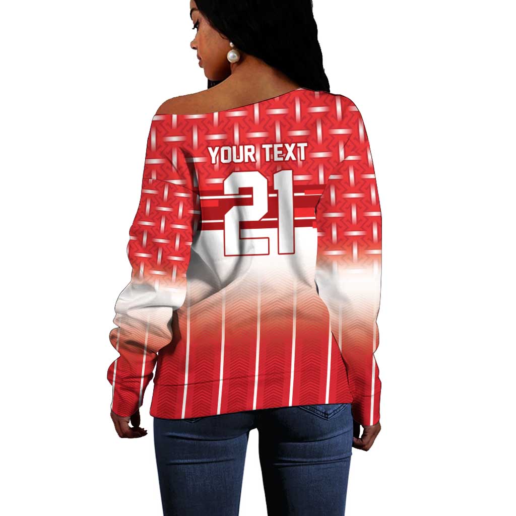 World Football Morocco Custom Off Shoulder Sweater 1994 Away Retro Red Jersey - Wonder Print Shop