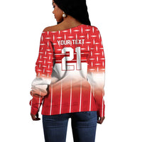 World Football Morocco Custom Off Shoulder Sweater 1994 Away Retro Red Jersey - Wonder Print Shop