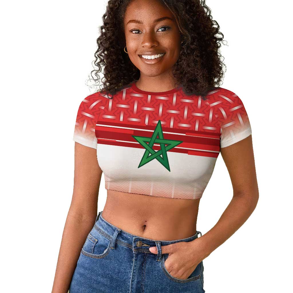 World Football Morocco Custom Raglan Cropped T shirt 1994 Away Retro Red Jersey - Wonder Print Shop