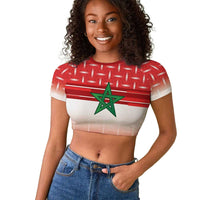 World Football Morocco Custom Raglan Cropped T shirt 1994 Away Retro Red Jersey - Wonder Print Shop