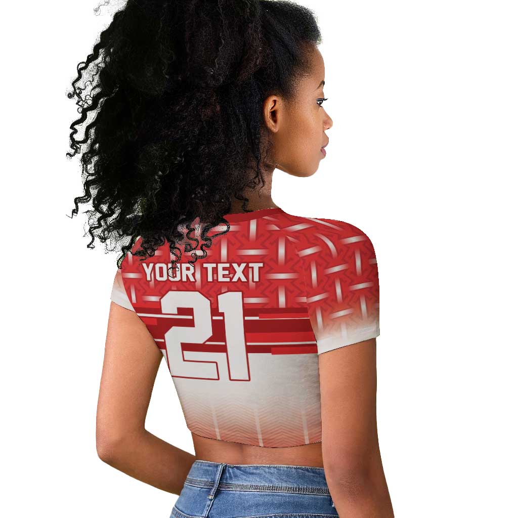 World Football Morocco Custom Raglan Cropped T shirt 1994 Away Retro Red Jersey - Wonder Print Shop