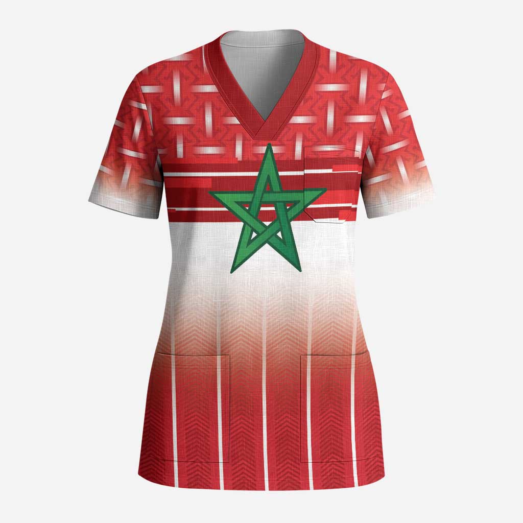World Football Morocco Custom Scrub Top 1994 Away Retro Red Jersey - Wonder Print Shop