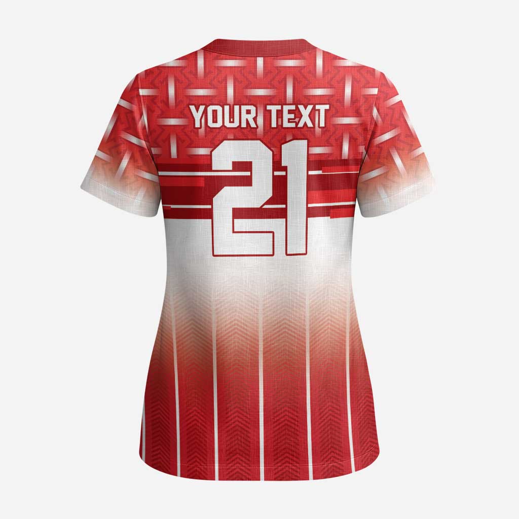 World Football Morocco Custom Scrub Top 1994 Away Retro Red Jersey - Wonder Print Shop