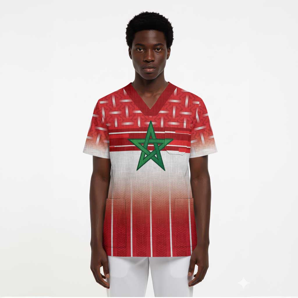 World Football Morocco Custom Scrub Top 1994 Away Retro Red Jersey - Wonder Print Shop