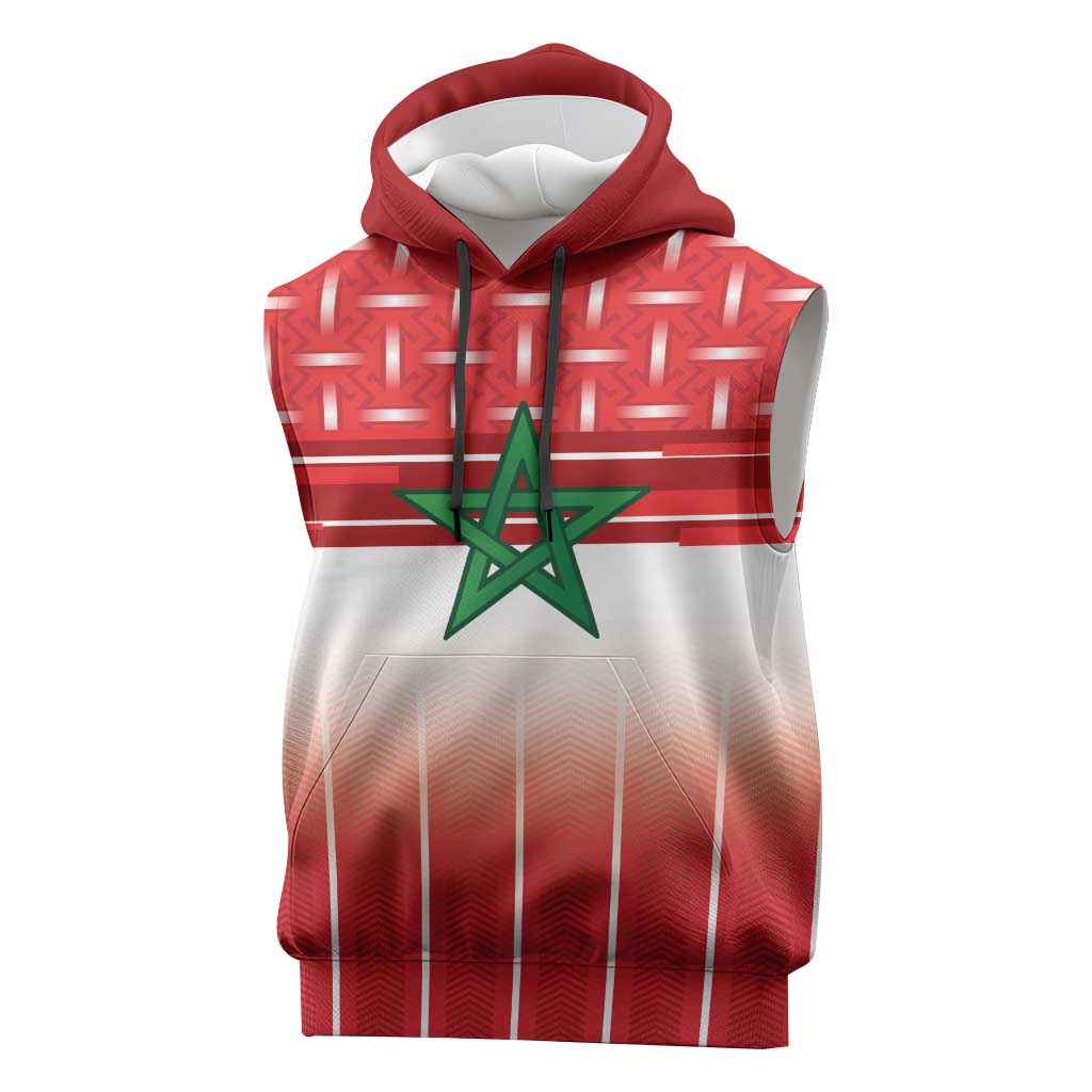 World Football Morocco Custom Sleeveless Hoodie 1994 Away Retro Red Jersey - Wonder Print Shop