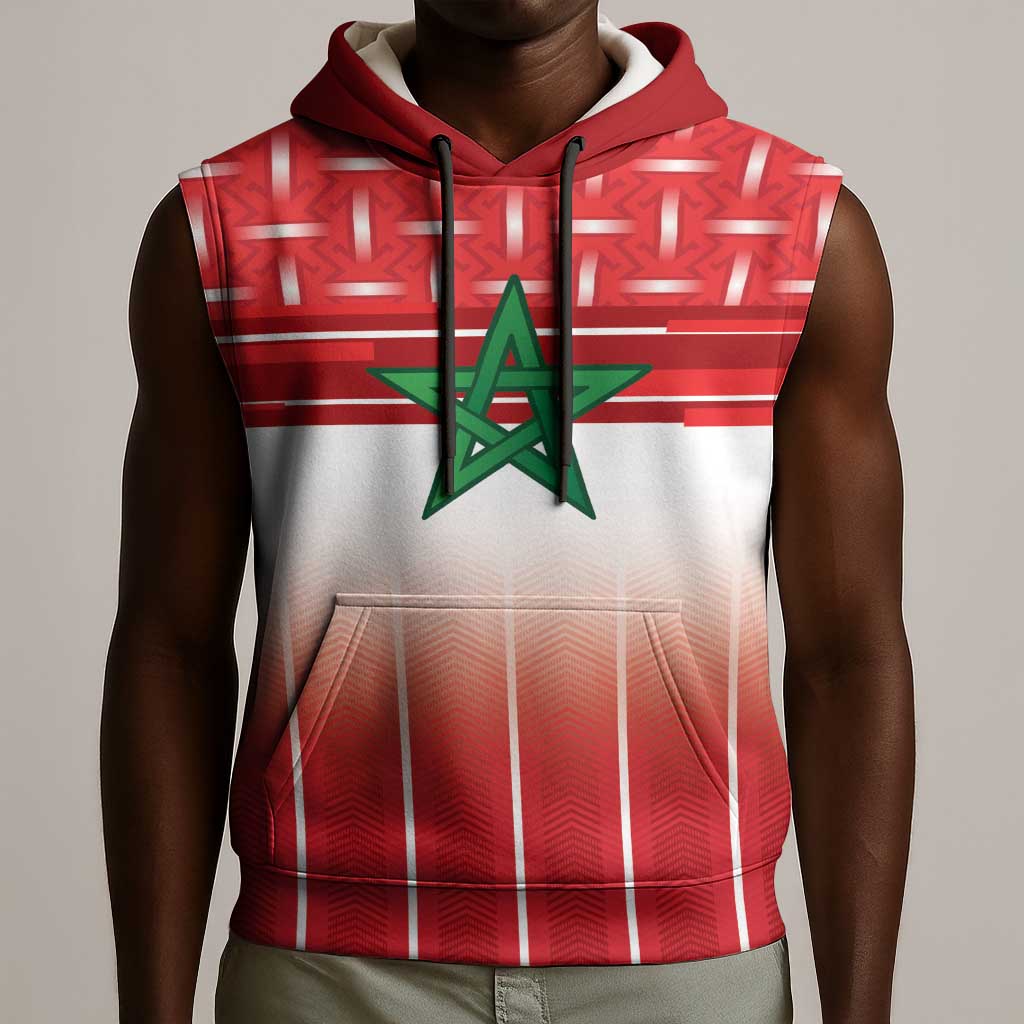 World Football Morocco Custom Sleeveless Hoodie 1994 Away Retro Red Jersey - Wonder Print Shop