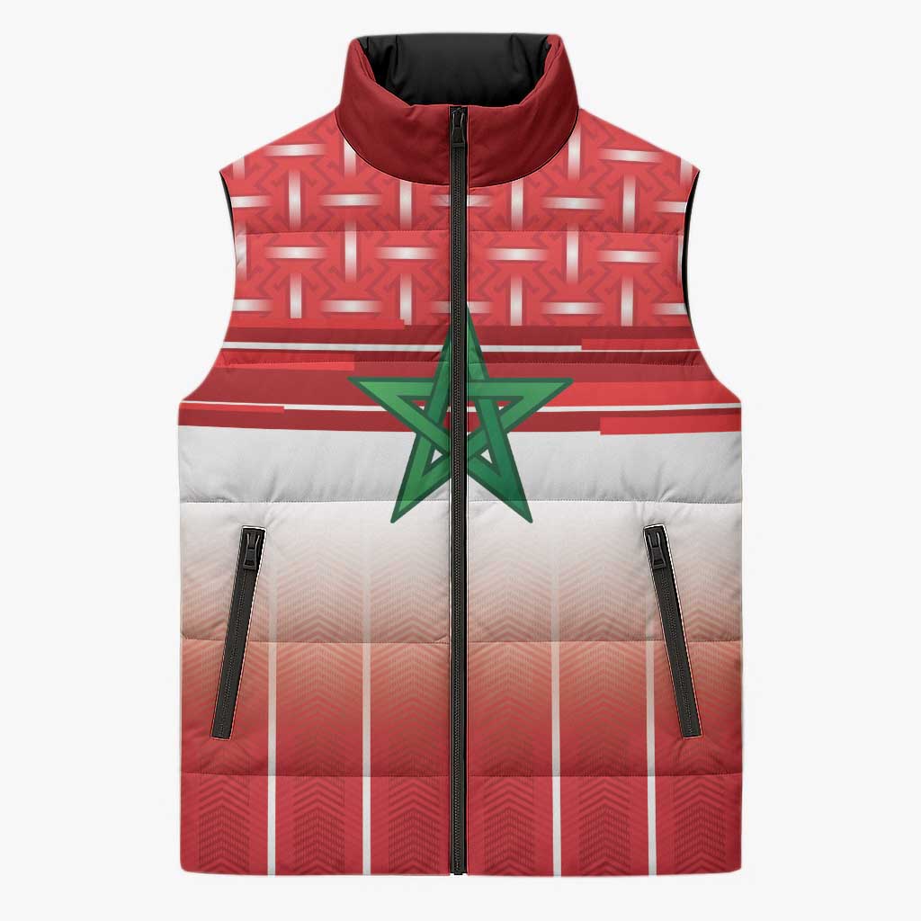 World Football Morocco Custom Sleeveless Puffer Jacket 1994 Away Retro Red Jersey - Wonder Print Shop