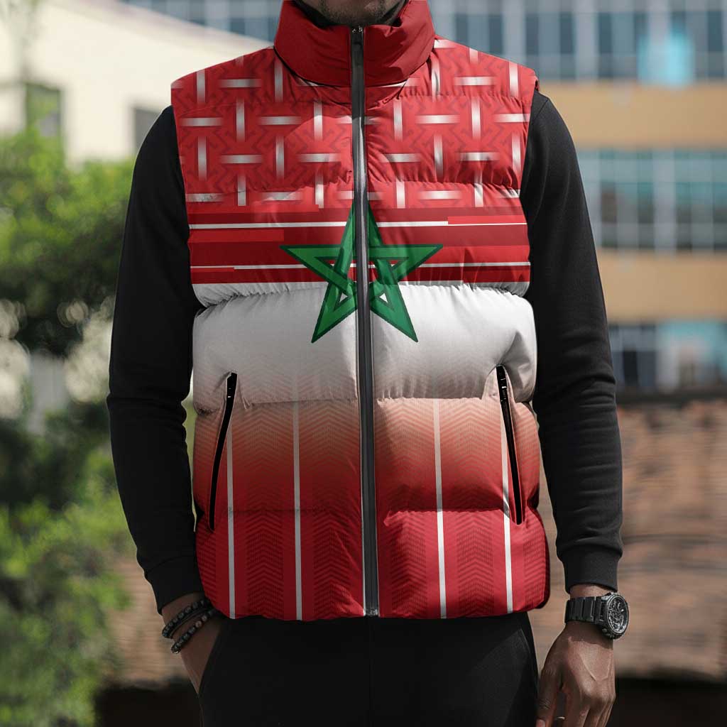 World Football Morocco Custom Sleeveless Puffer Jacket 1994 Away Retro Red Jersey - Wonder Print Shop