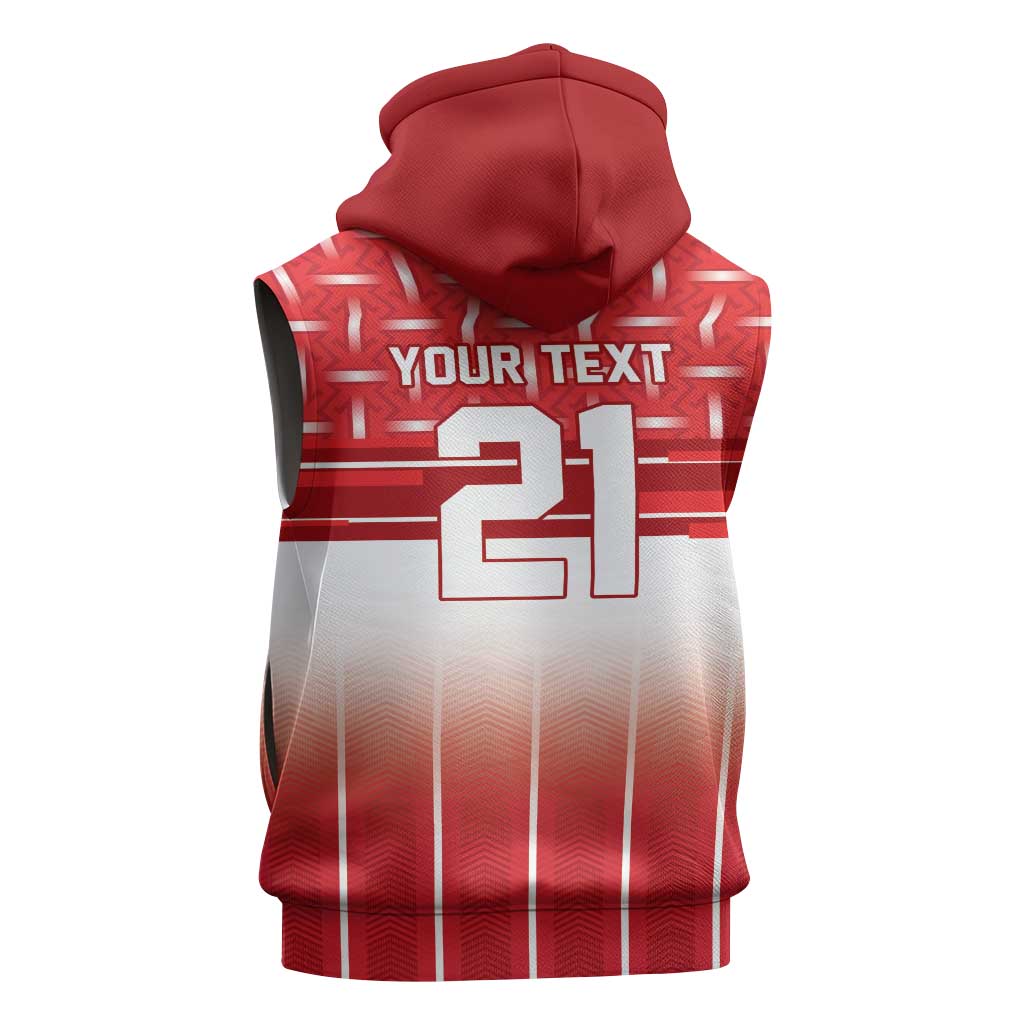 World Football Morocco Custom Sleeveless Zip Hoodie 1994 Away Retro Red Jersey - Wonder Print Shop