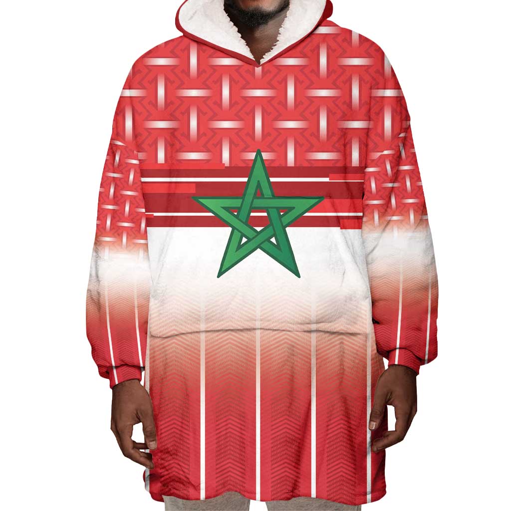 World Football Morocco Custom Wearable Blanket Hoodie 1994 Away Retro Red Jersey - Wonder Print Shop