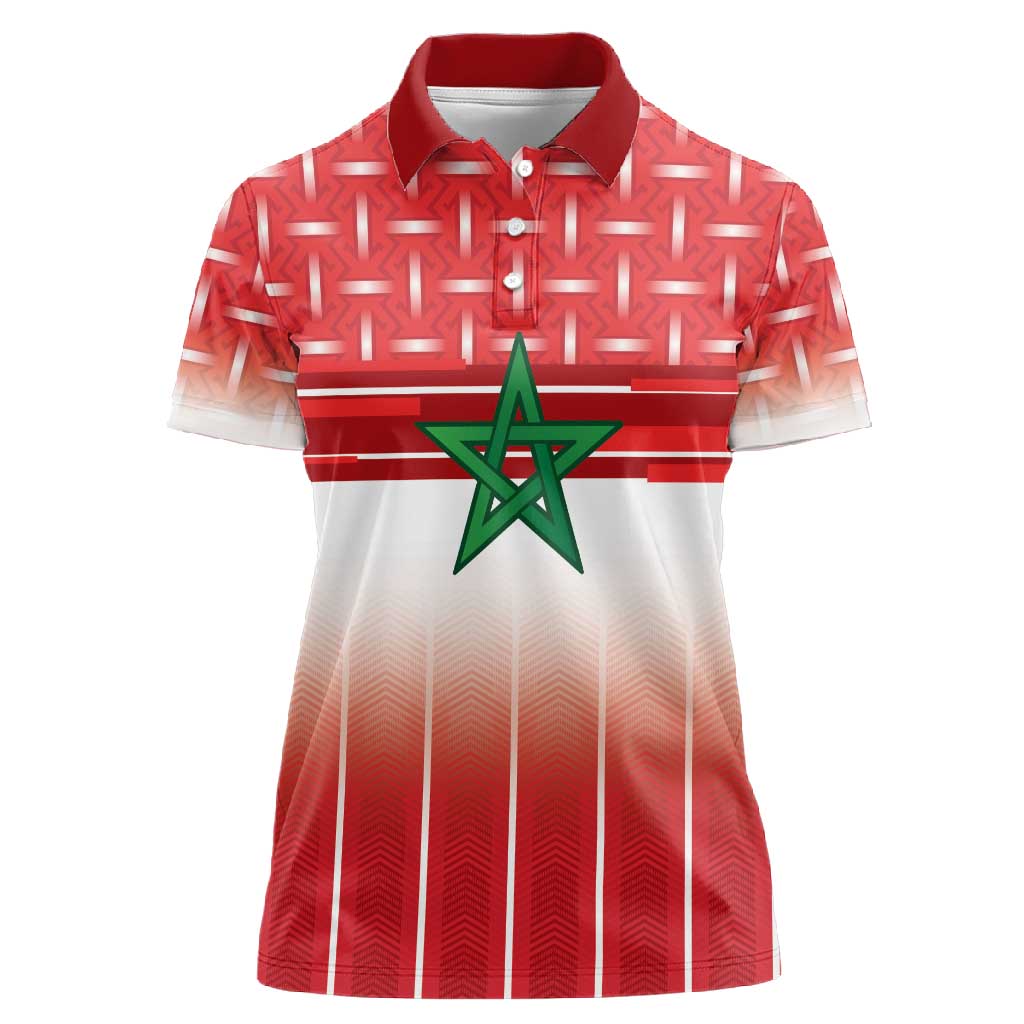 World Football Morocco Custom Women Polo Shirt 1994 Away Retro Red Jersey - Wonder Print Shop