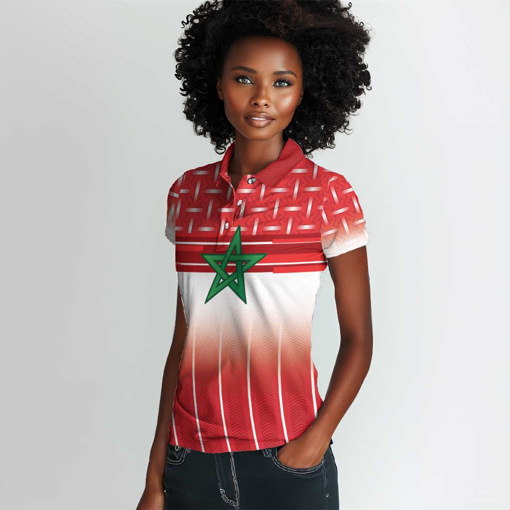 World Football Morocco Custom Women Polo Shirt 1994 Away Retro Red Jersey - Wonder Print Shop