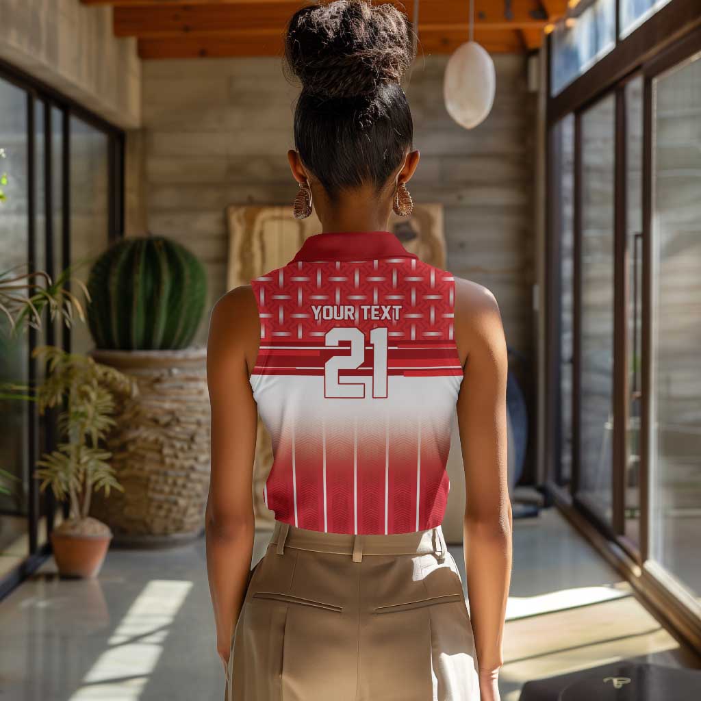 World Football Morocco Custom Women Sleeveless Polo Shirt 1994 Away Retro Red Jersey - Wonder Print Shop