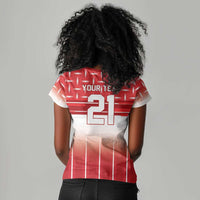World Football Morocco Custom Women V-Neck T-Shirt 1994 Away Retro Red Jersey - Wonder Print Shop