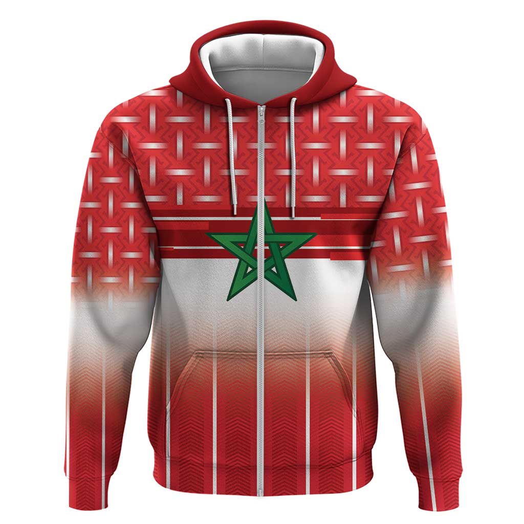World Football Morocco Custom Zip Hoodie 1994 Away Retro Red Jersey - Wonder Print Shop