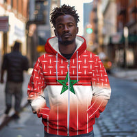 World Football Morocco Custom Zip Hoodie 1994 Away Retro Red Jersey - Wonder Print Shop