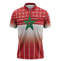 World Football Morocco Custom Zipper Polo Shirt 1994 Away Retro Red Jersey - Wonder Print Shop