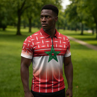 World Football Morocco Custom Zipper Polo Shirt 1994 Away Retro Red Jersey - Wonder Print Shop