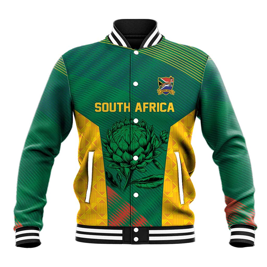 World Football 2026 South Africa Custom Baseball Jacket Tradional Protea Kente Pattern - Wonder Print Shop