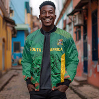 World Football 2026 South Africa Custom Bomber Jacket Tradional Protea Kente Pattern - Wonder Print Shop