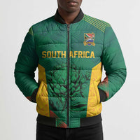 World Football 2026 South Africa Custom Bomber Puffer Jacket Tradional Protea Kente Pattern - Wonder Print Shop