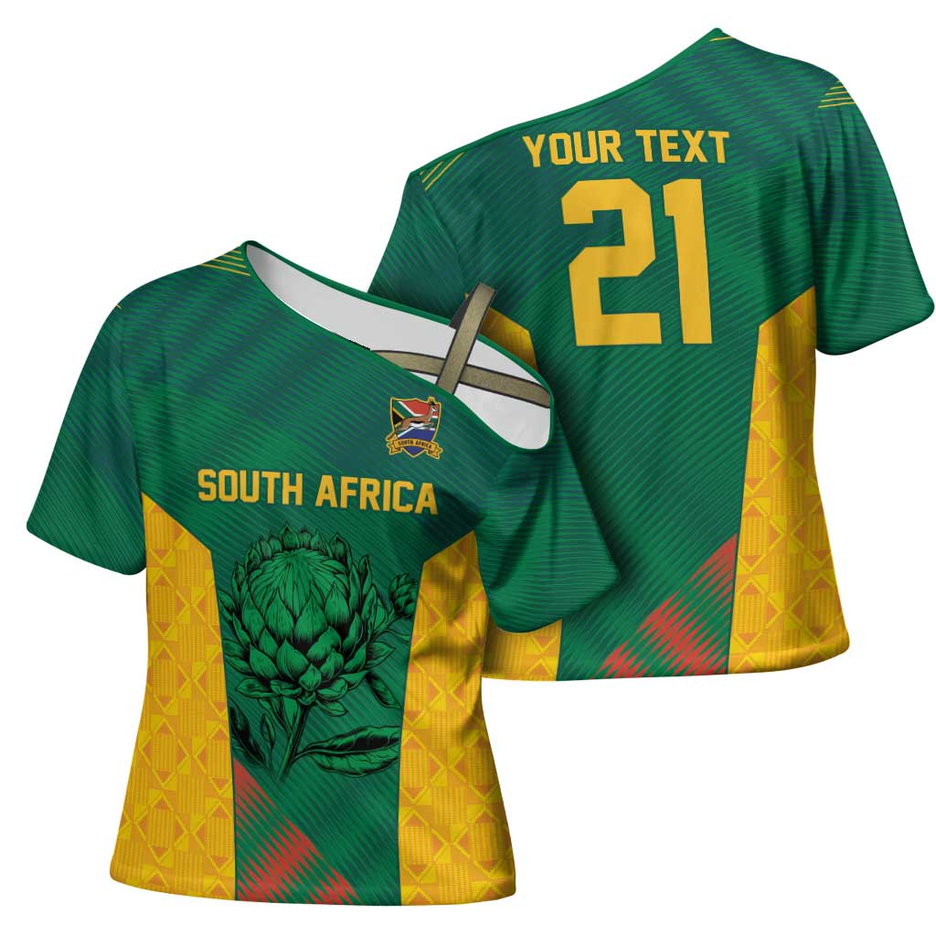 World Football 2026 South Africa Custom Cross Shoulder Shirt Tradional Protea Kente Pattern - Wonder Print Shop