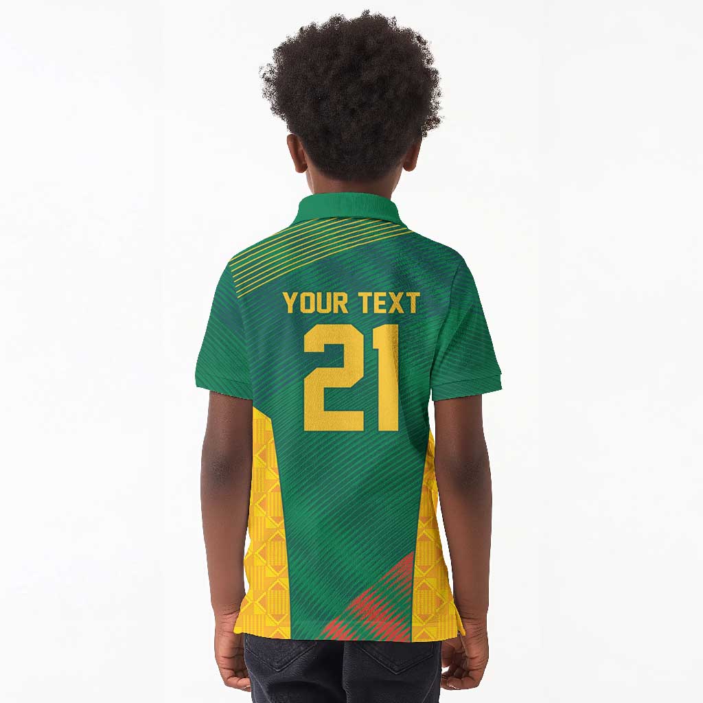 World Football 2026 South Africa Custom Kid Polo Shirt Tradional Protea Kente Pattern - Wonder Print Shop