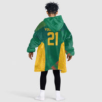 World Football 2026 South Africa Custom Kid Wearable Blanket Hoodie Tradional Protea Kente Pattern - Wonder Print Shop