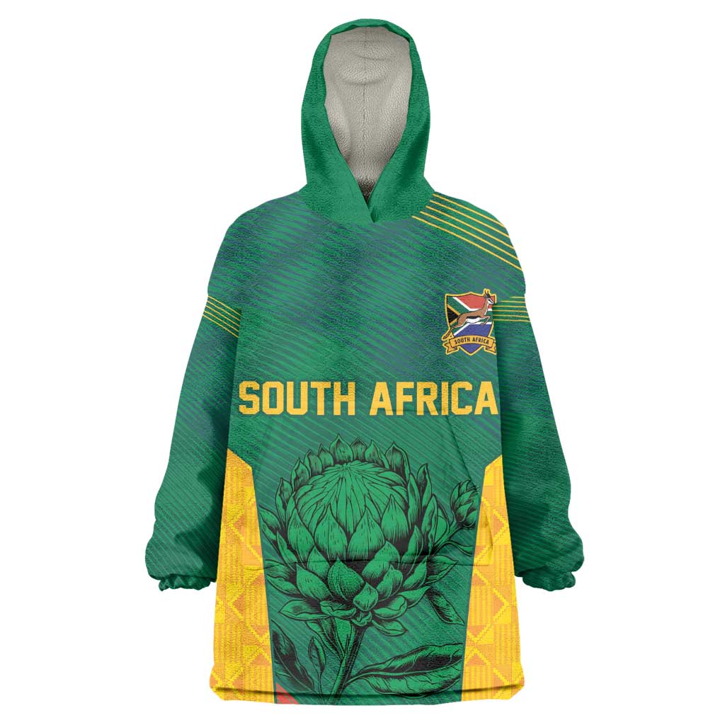 World Football 2026 South Africa Custom Kid Wearable Blanket Hoodie Tradional Protea Kente Pattern - Wonder Print Shop