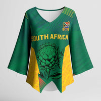 World Football 2026 South Africa Custom Kimono Sleeve Blouse Tradional Protea Kente Pattern - Wonder Print Shop