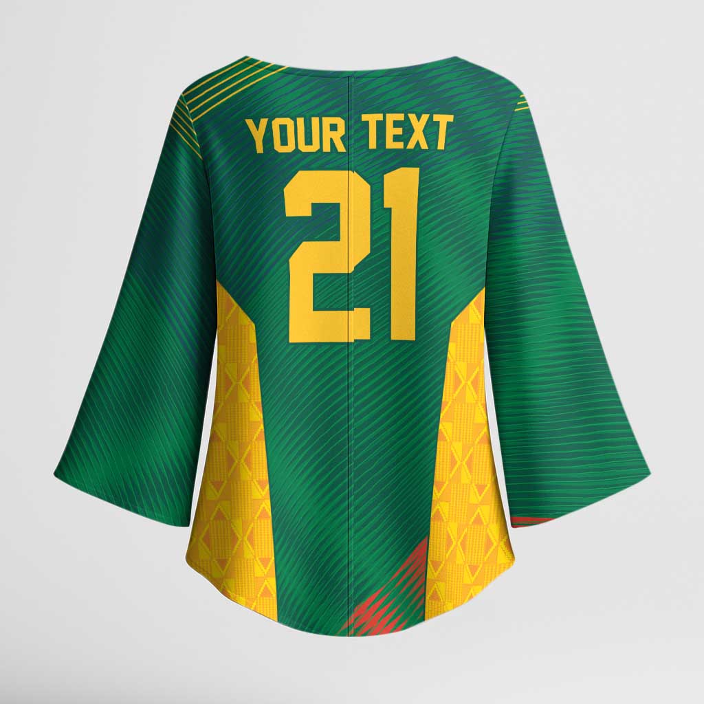 World Football 2026 South Africa Custom Kimono Sleeve Blouse Tradional Protea Kente Pattern - Wonder Print Shop