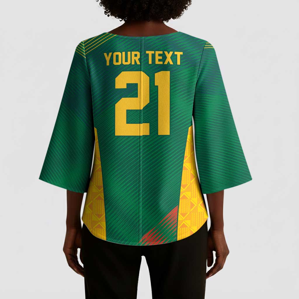 World Football 2026 South Africa Custom Kimono Sleeve Blouse Tradional Protea Kente Pattern - Wonder Print Shop