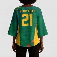 World Football 2026 South Africa Custom Kimono Sleeve Blouse Tradional Protea Kente Pattern - Wonder Print Shop