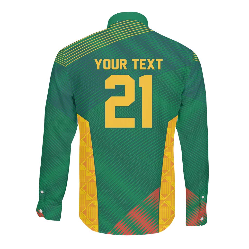 World Football 2026 South Africa Custom Long Sleeve Button Shirt Tradional Protea Kente Pattern - Wonder Print Shop