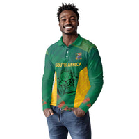 World Football 2026 South Africa Custom Long Sleeve Polo Shirt Tradional Protea Kente Pattern - Wonder Print Shop