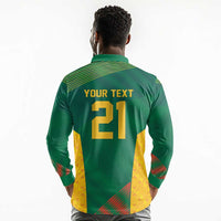 World Football 2026 South Africa Custom Long Sleeve Polo Shirt Tradional Protea Kente Pattern - Wonder Print Shop