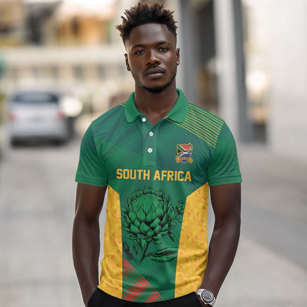 World Football 2026 South Africa Custom Polo Shirt Tradional Protea Kente Pattern - Wonder Print Shop